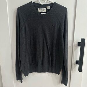 Original Penguin Pima Cotton V-Neck Sweater Gray Mens Medium 100% Cotton